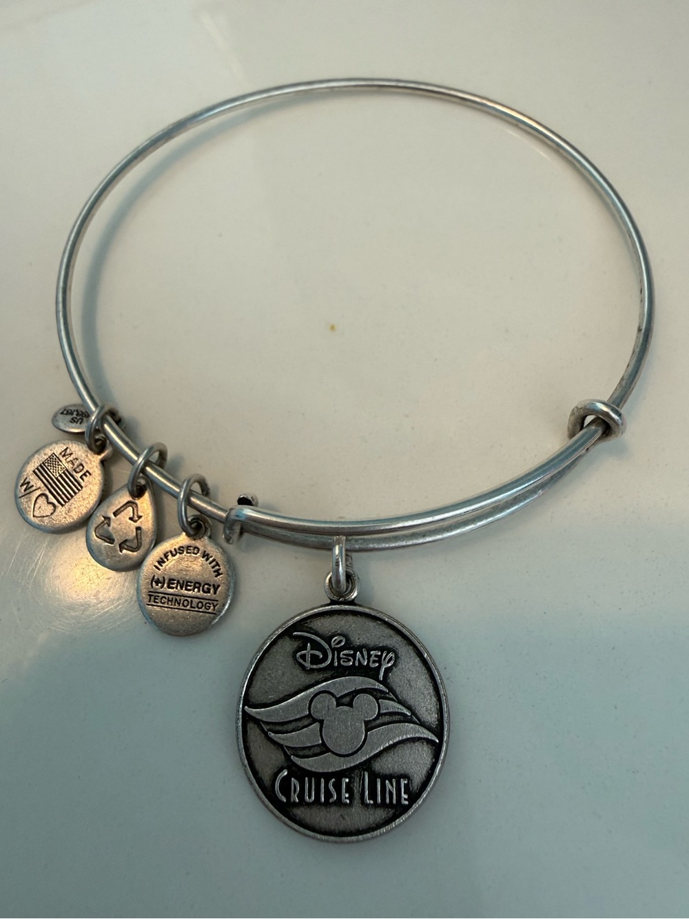 Disney Parks Silver-Tone Alex and Ani Disney Cruise Line Charm Bangle: RETIRED